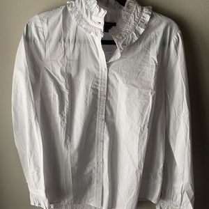 J Crew Ruffle Neck Button Down - M